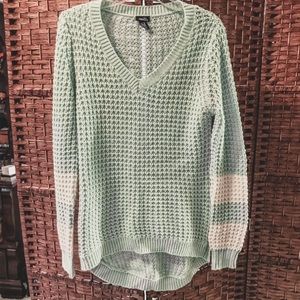 Baby blue and white striped sweater